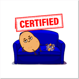 Funny Certified Couch Potato TV and Movie Fan Posters and Art